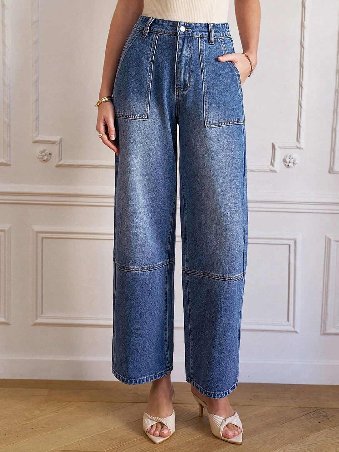 

Kotty Women Straight Fit High-Rise Stretchable Jeans, Blue
