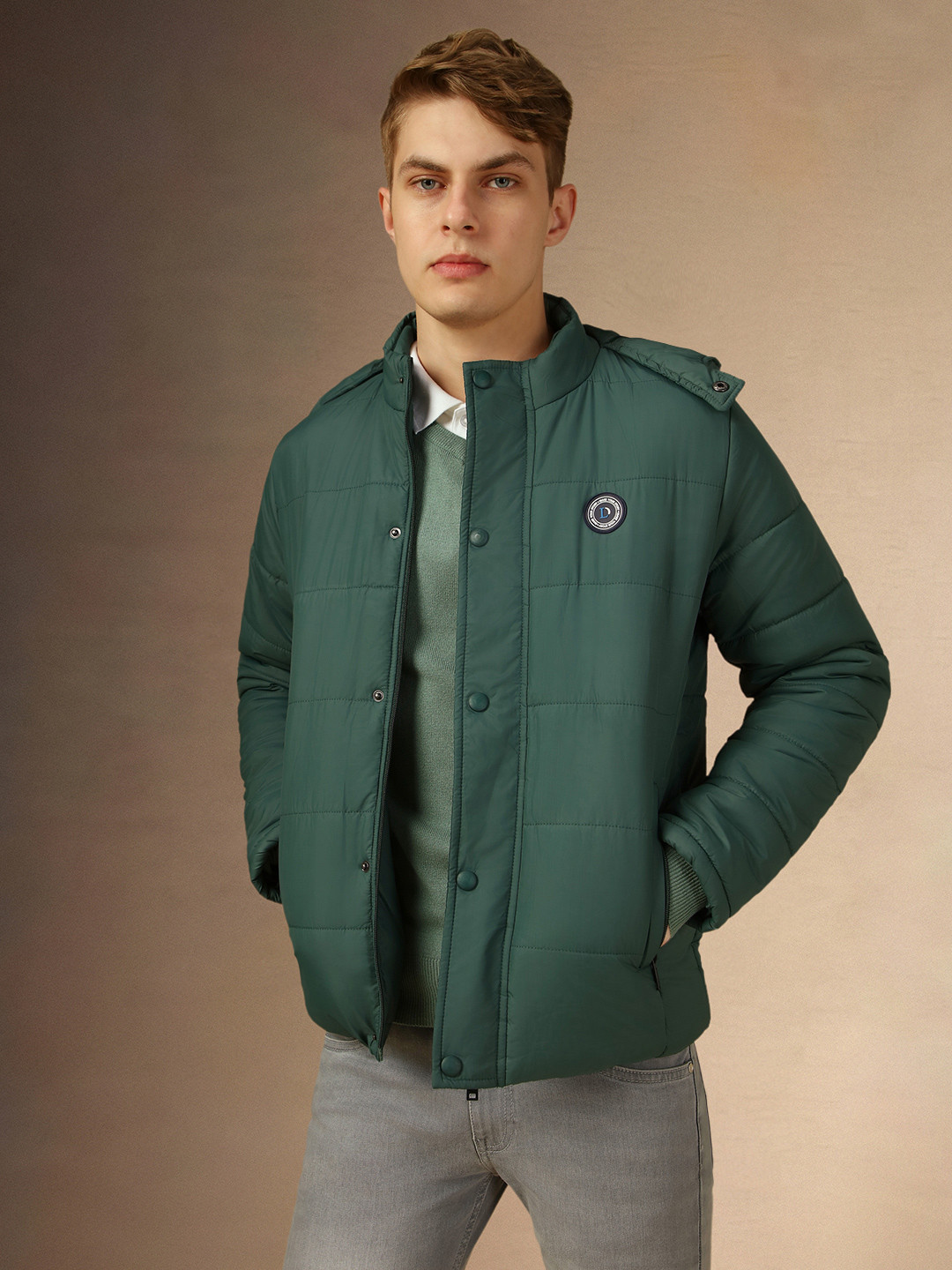 

Dennis Lingo Long Sleeves Hooded Regular Fit Padded Jacket, Teal