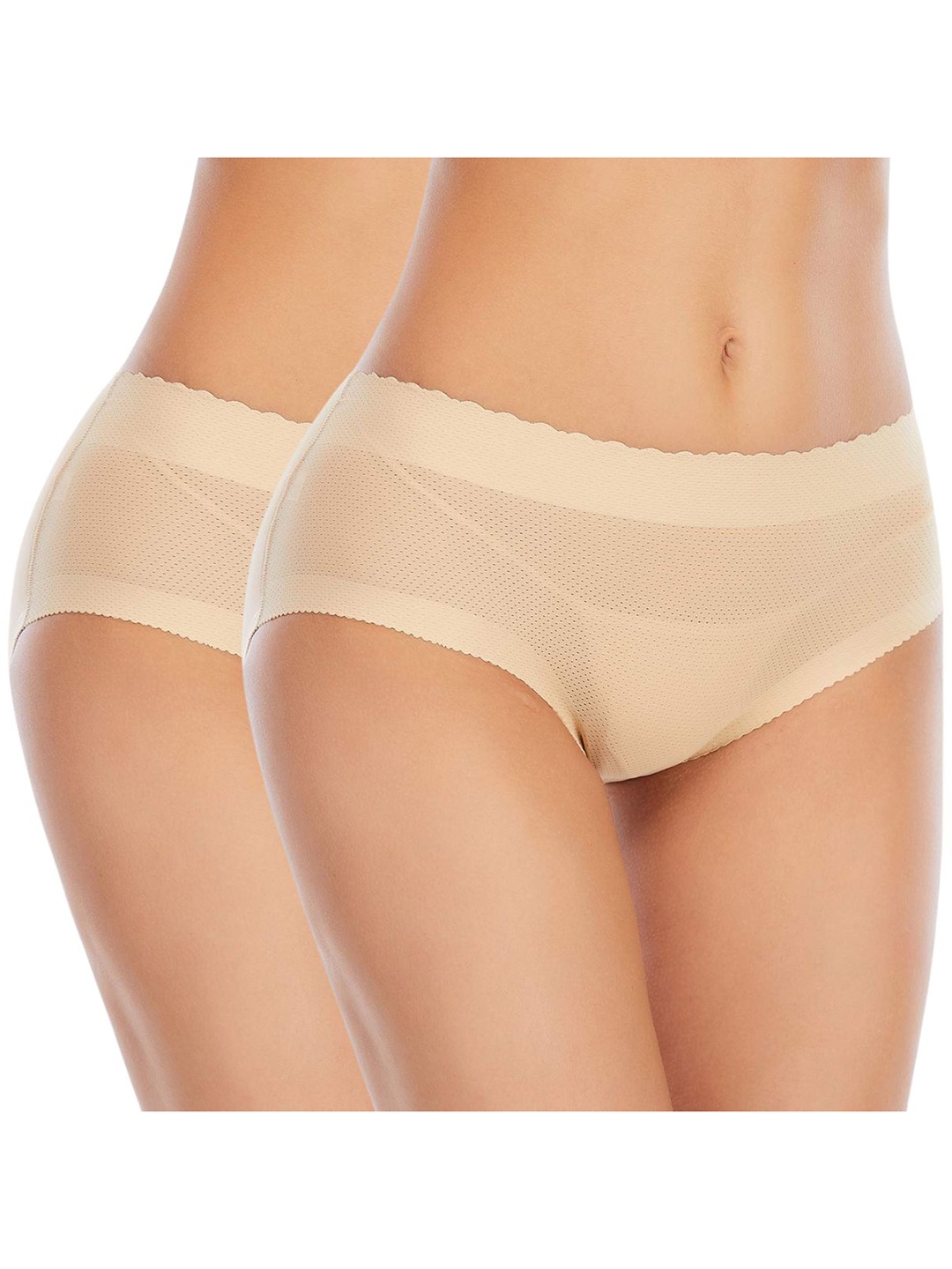 

CareDone Pack of 2 Women High Rise Breathable Padded Butt Enhancing Lifter Shapewear, Cream