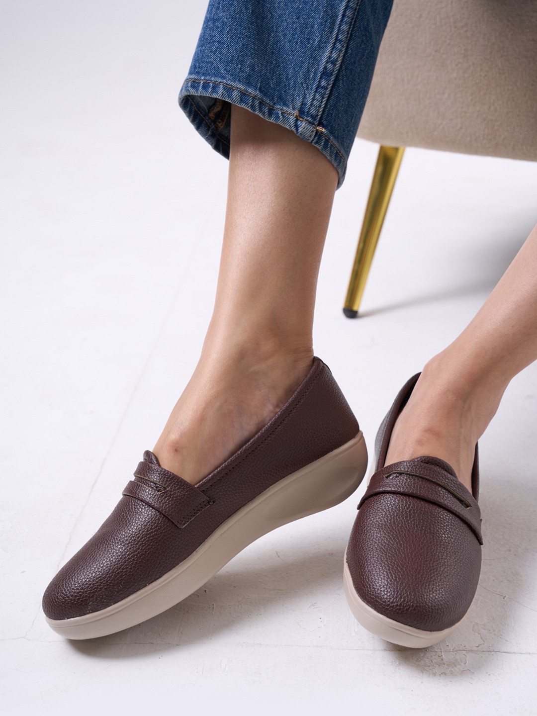 

FAUSTO Women PU Slip-On Sneakers, Brown