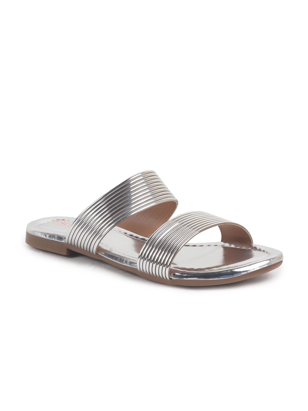 

FAUSTO Women Party Open Toe Flats, Metallic