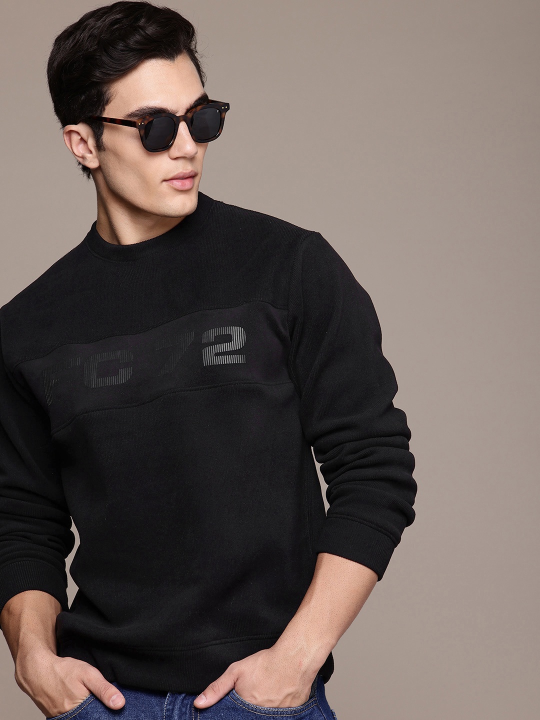 

French Connection Round Neck Sweatshirt, Black