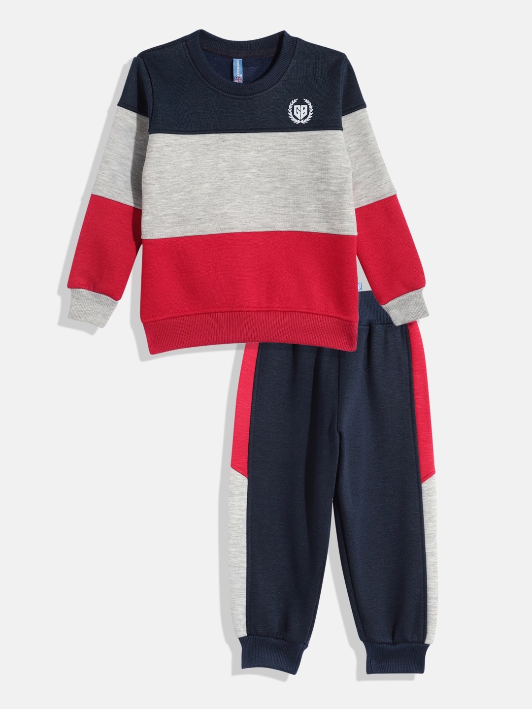 

Here&Now X Game Begins Boys Colourblocked Sweatshirt and Jogger, Navy blue
