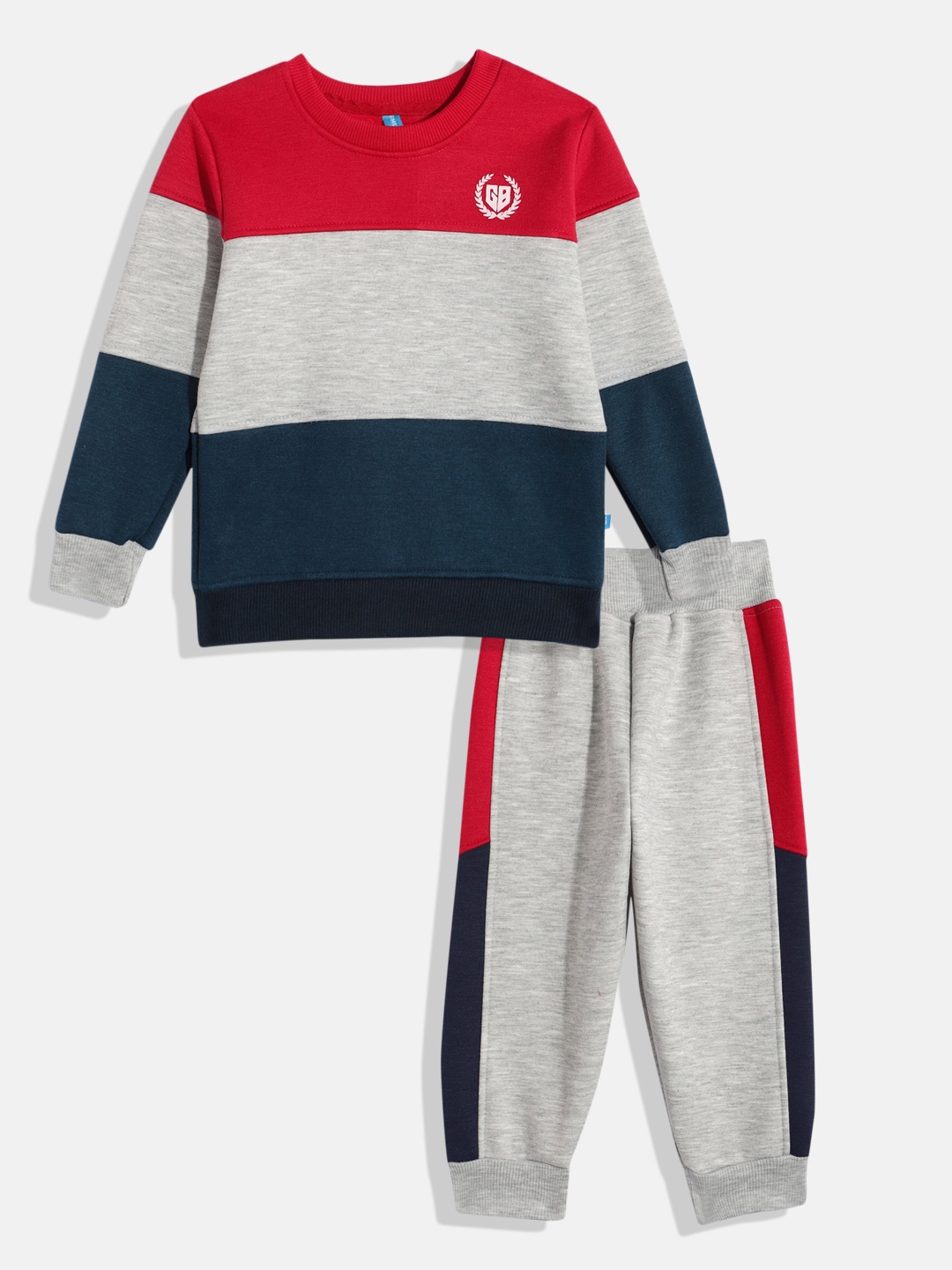 

Here&Now X Game Begins Boys Colourblocked Sweatshirt and Jogger, Red