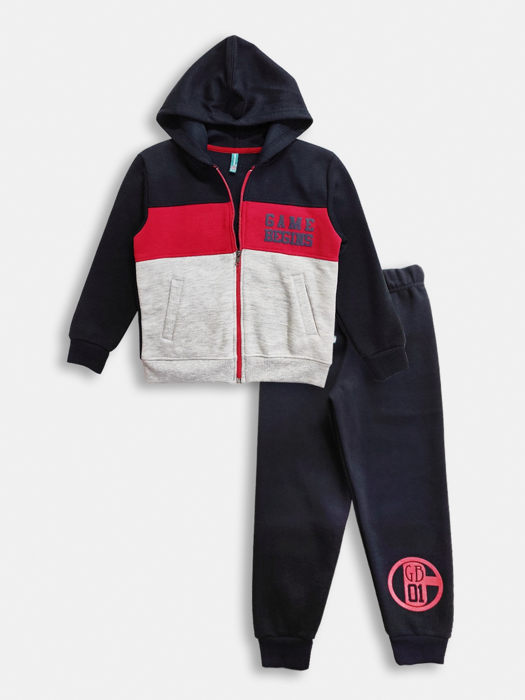 

Here&Now X Game Begins Boys Pure Cotton Sweatshirt with Joggers, Navy blue