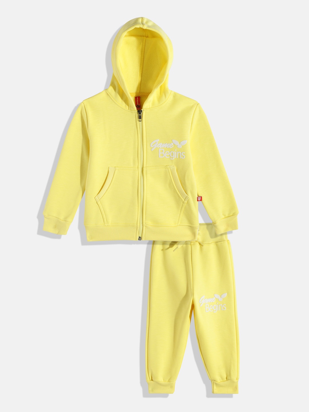 

Here&Now X Game Begins Girls Pure Cotton Hooded Sweatshirt with Joggers, Yellow