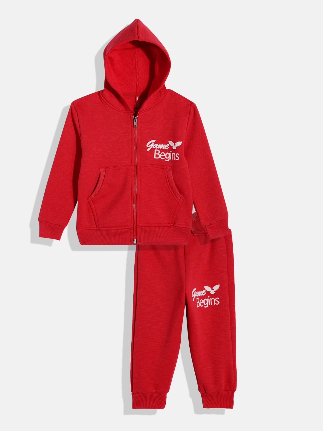 

Here&now X Game Begins Girls Zipper Sweatshirt and Joggers Tracksuit, Red