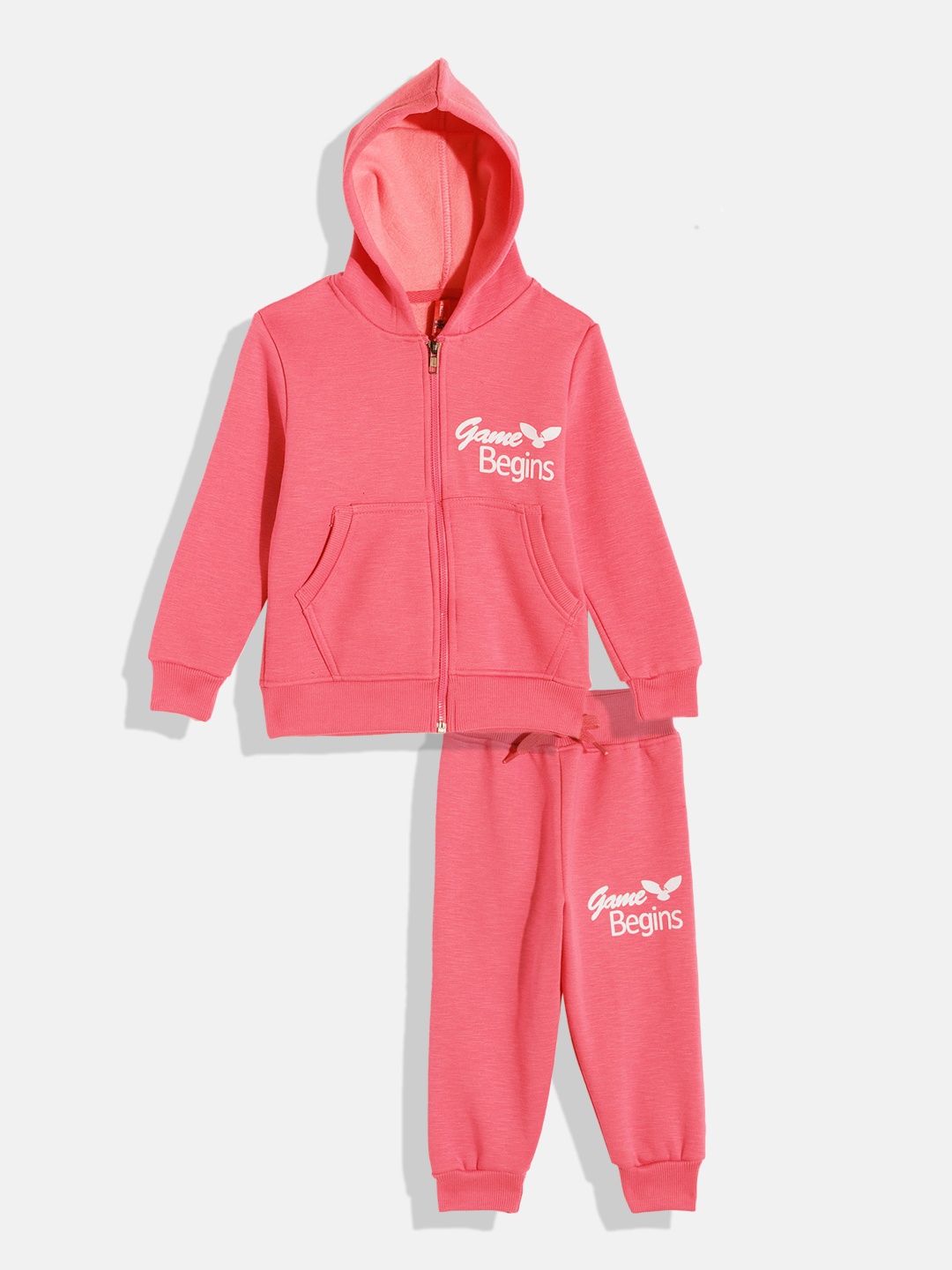 

Here&now X Game Begins Girls Zipper Sweatshirt and Joggers Tracksuit, Coral