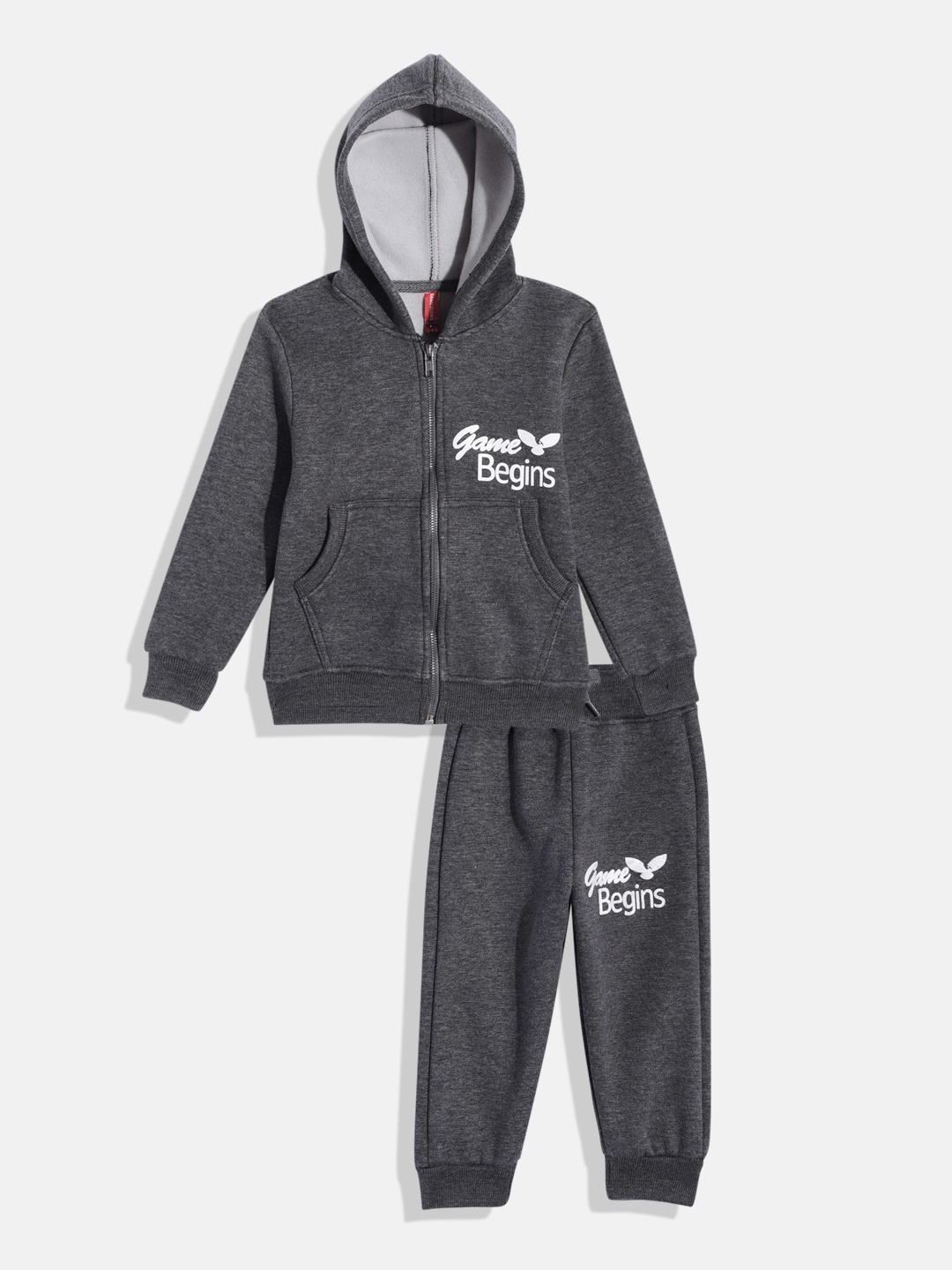 

Here&now X Game Begins Girls Zipper Sweatshirt and Joggers Tracksuit, Charcoal