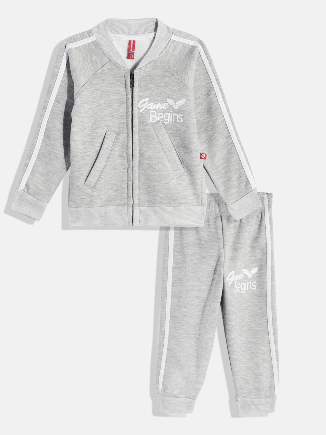 

Here&now X Game Begins Girls Zipper Sweatshirt and Joggers Tracksuit, Grey