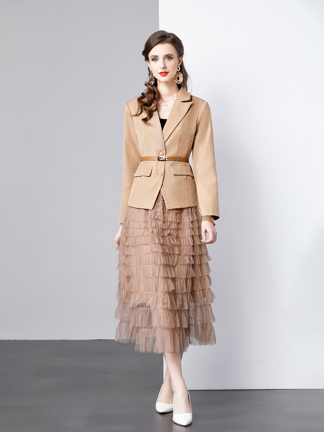 

JC Collection Coat With Skirt Co-Ords Set, Khaki