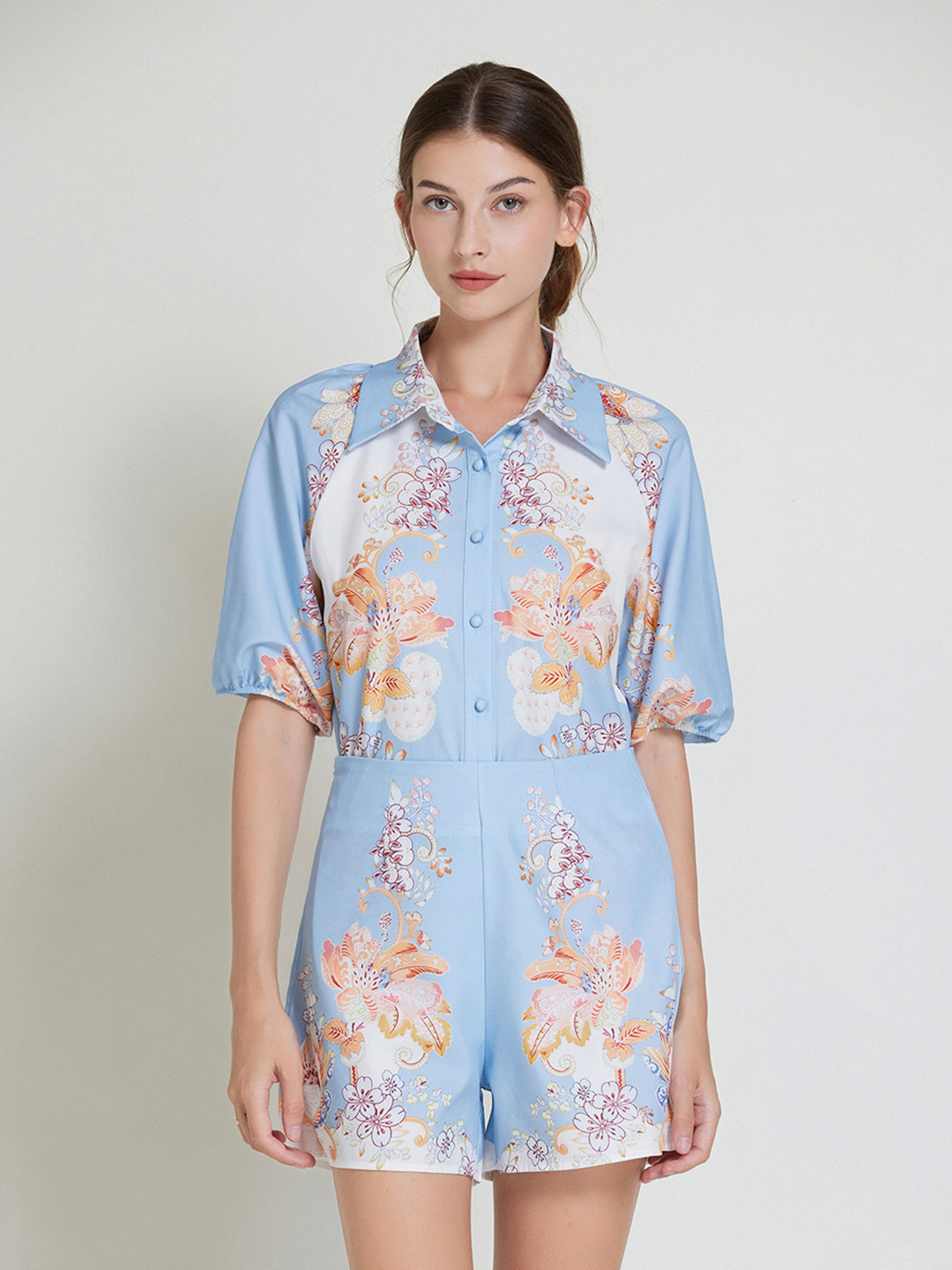 

JC Collection Printed Shirt With Shorts Co-Ords Set, Blue