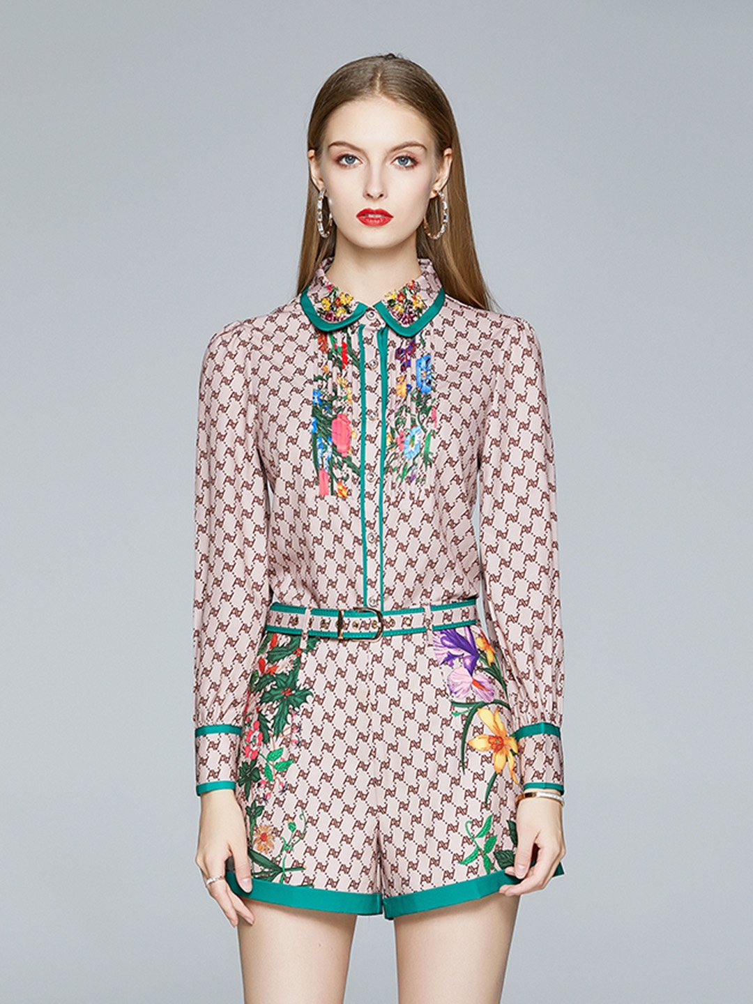 

JC Collection Printed Top & Shorts Co-Ords Set, Pink