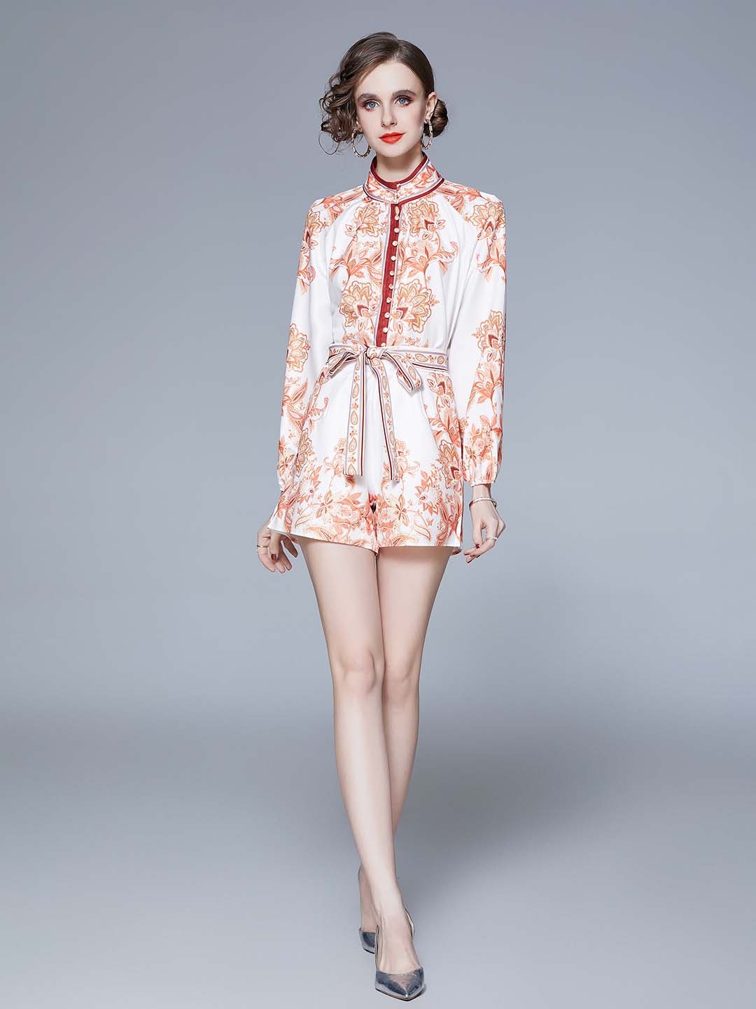 

JC Collection Printed Top & Shorts Co-Ords Set, Orange