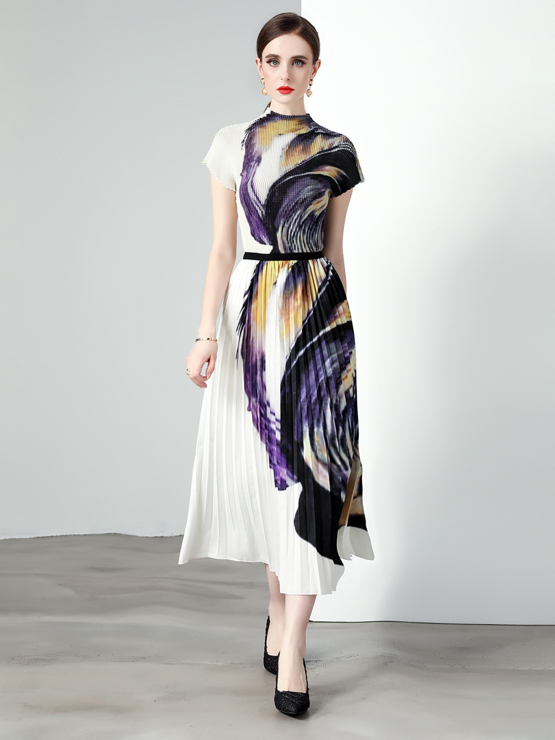 

JC Collection Printed Top & Skirt Co-Ords Set, White