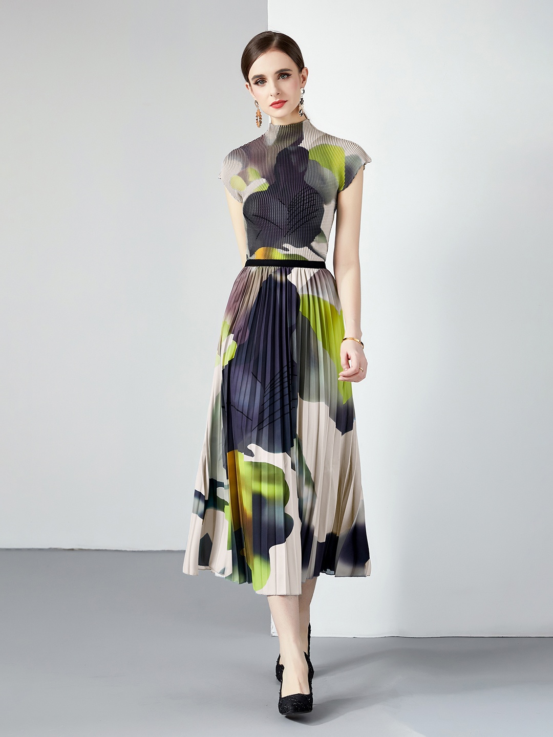 

JC Collection Printed Top & Skirt Co-Ords Set, White