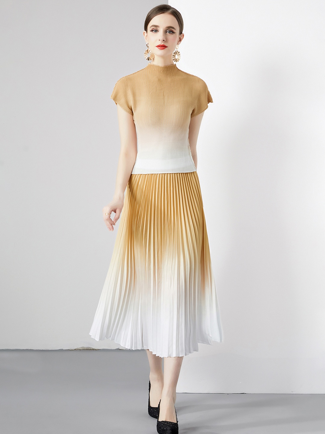 

JC Collection Printed Top & Skirt Co-Ords Set, Yellow