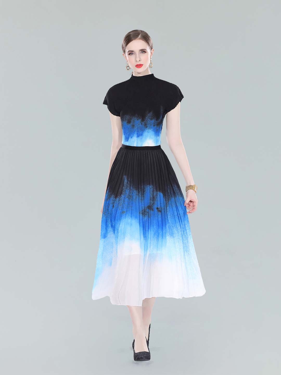 

JC Collection Printed Top & Skirt Co-Ords Set, Blue