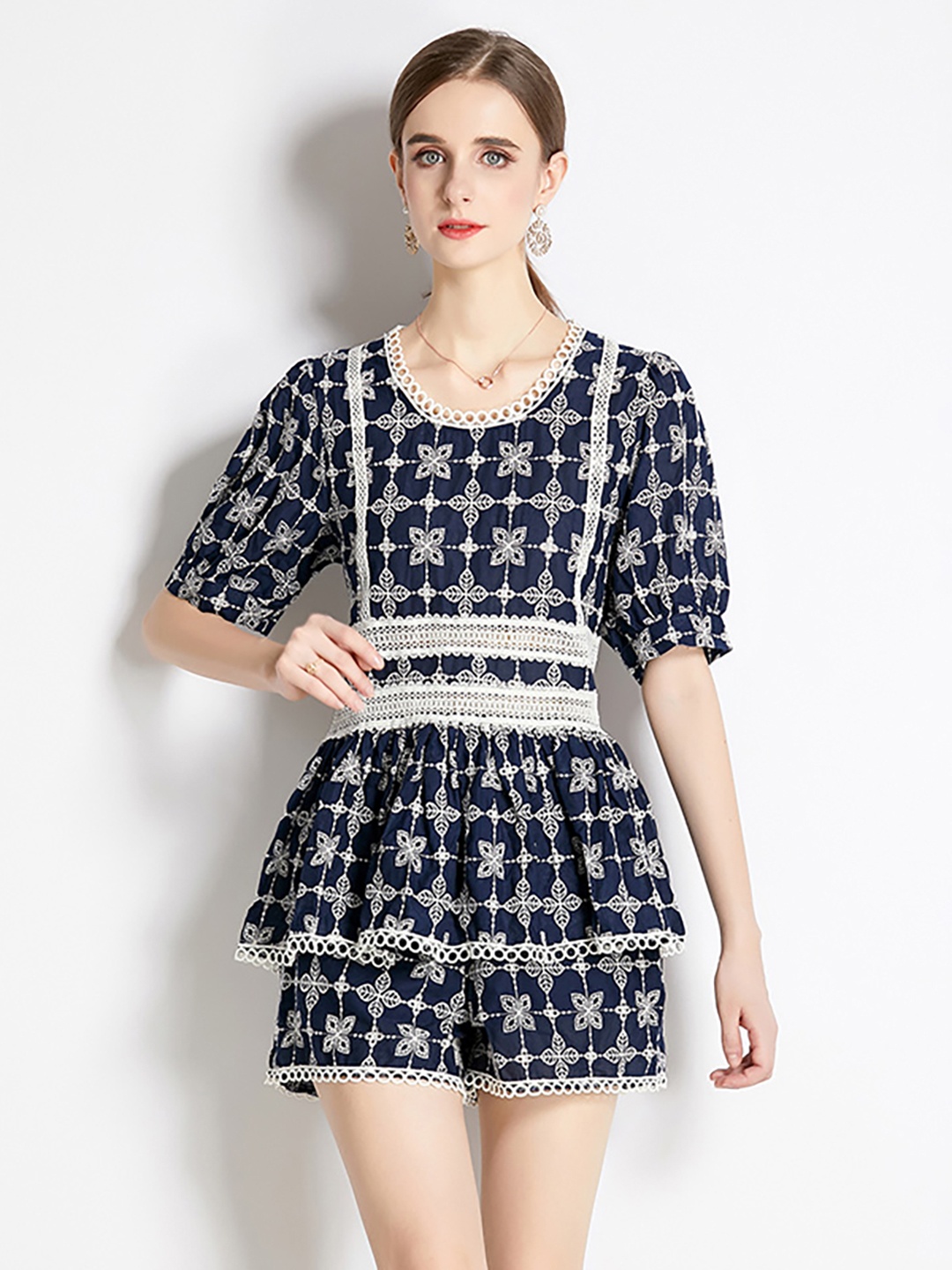 

JC Collection Printed Top & Shorts Co-Ords Set, Blue