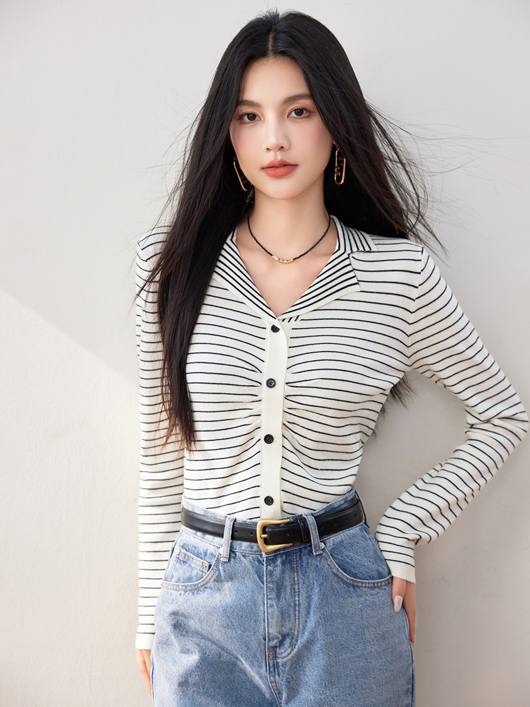 

JC Collection Women Striped Cardigan, White