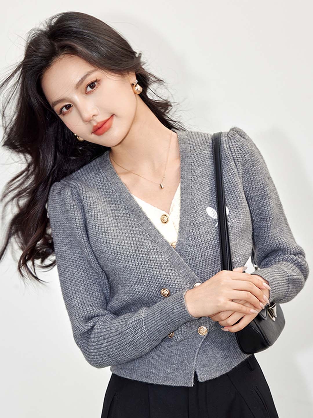 

JC Collection Women Striped Crop Cardigan, Grey