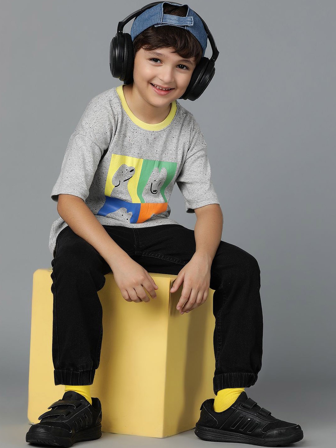 

TALES & STORIES Boys Slim Fit Easy Wash Joggers Trousers, Black