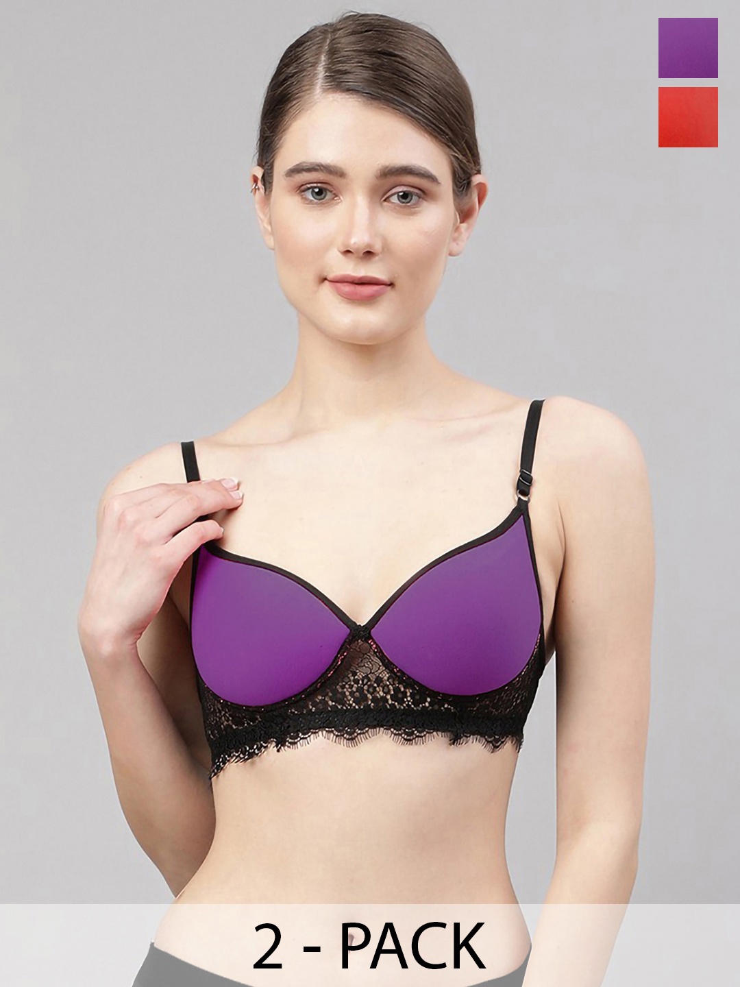 

Aamarsh Pack Of 2 Self-Design Lingerie Sets AD_A_Cupri Set2, Red