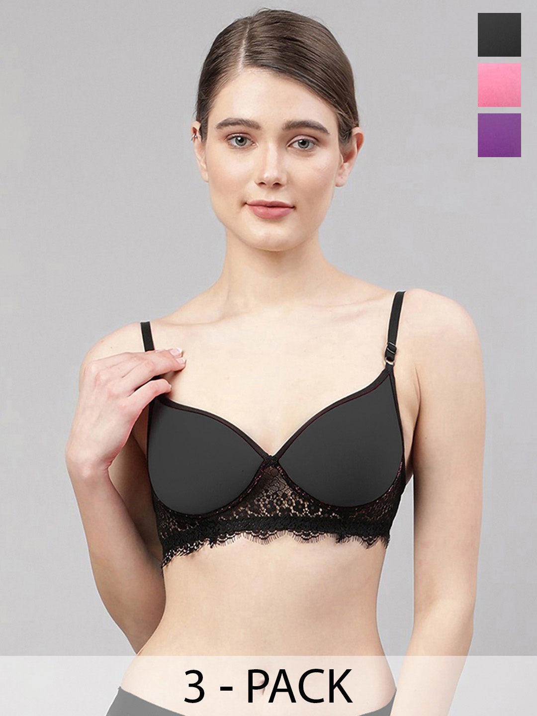 

Aamarsh Pack Of 3 Self Design Lingerie Set AD_A_Cupri Set3, Pink
