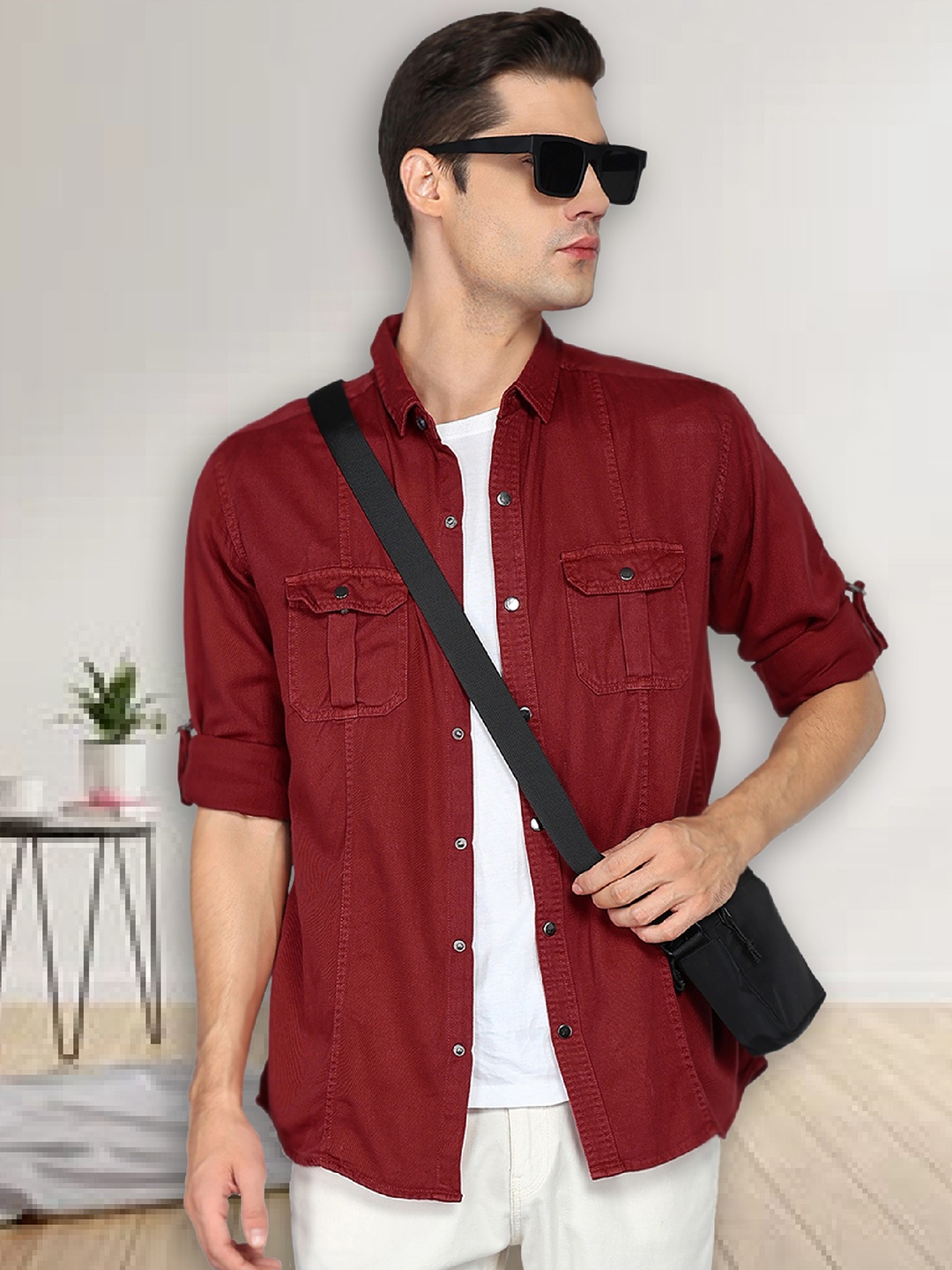 

Kuons Avenue Men Smart Slim Fit Opaque Casual Shirt, Red