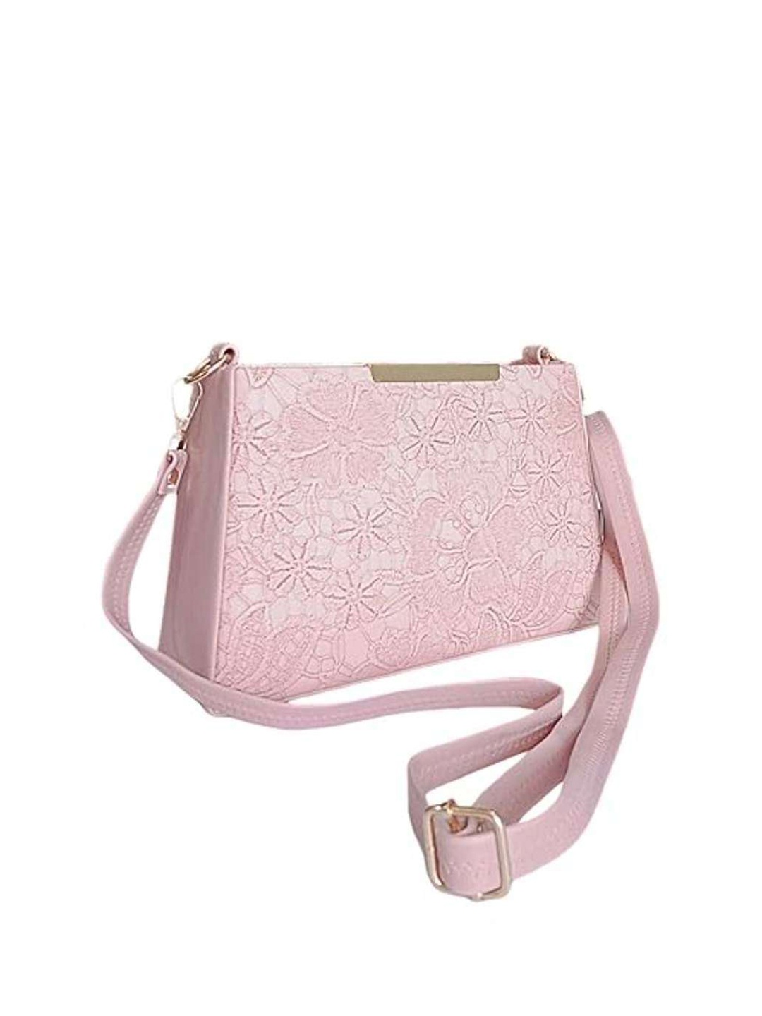 

LIKAA Textured PU Sling Bag, Pink