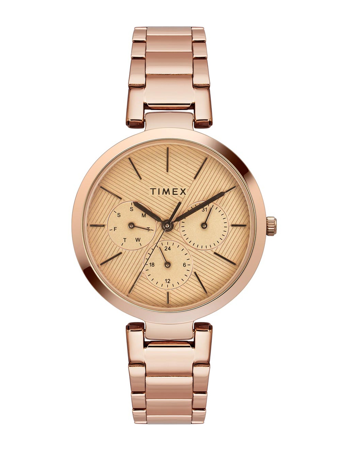 

Timex Women Bracelet Style Straps Analogue Multi Function Watch TWEL107SMU07, Rose gold