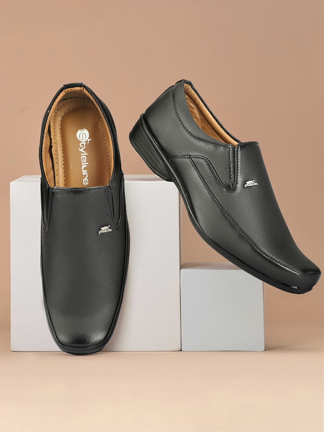 

Stylelure Men Leather Slip-Ons Formal Shoes, Black