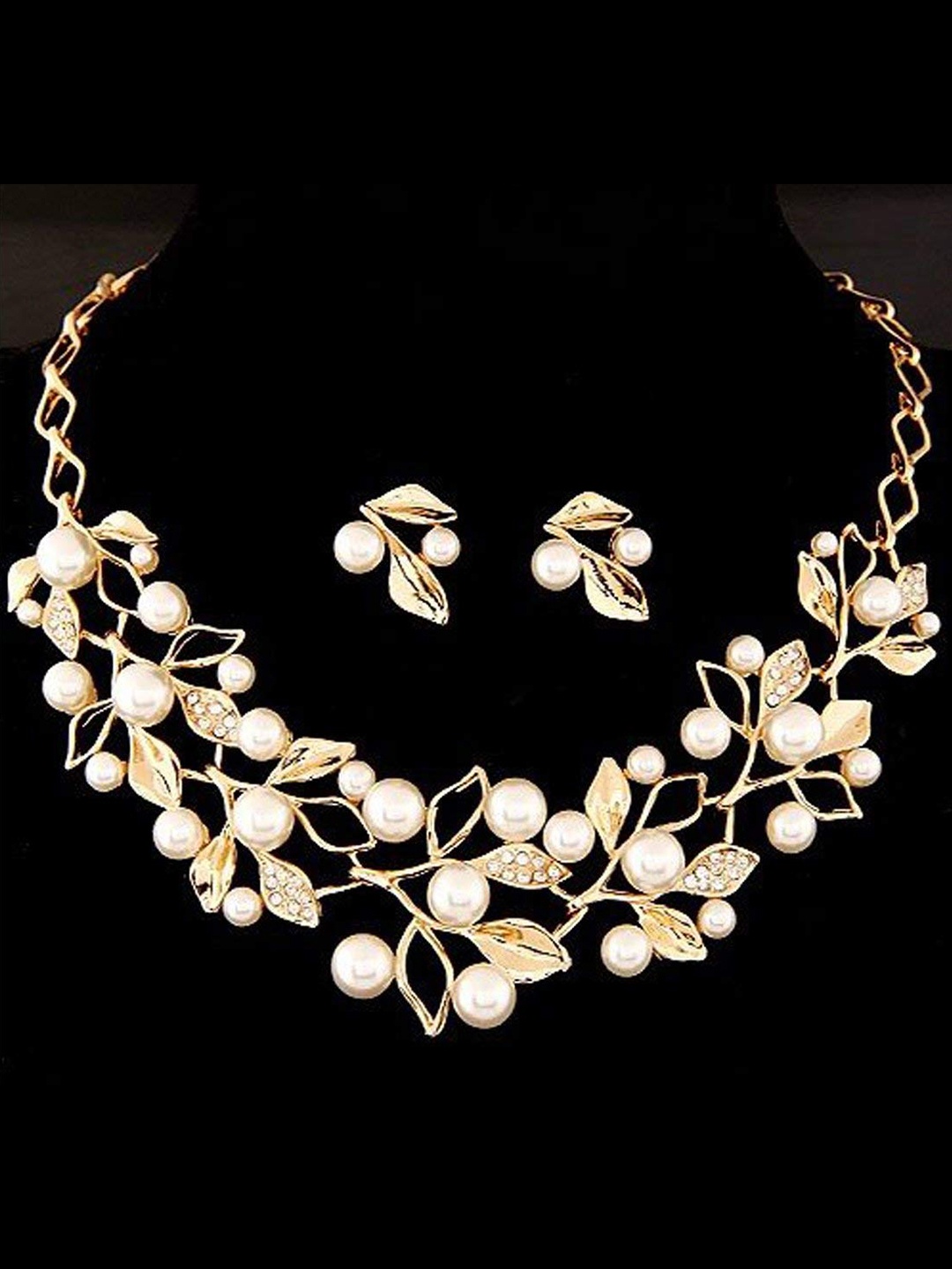 

DressBerry Gold Plated Stone & Beaded Studded Jewellery Set, Rose gold