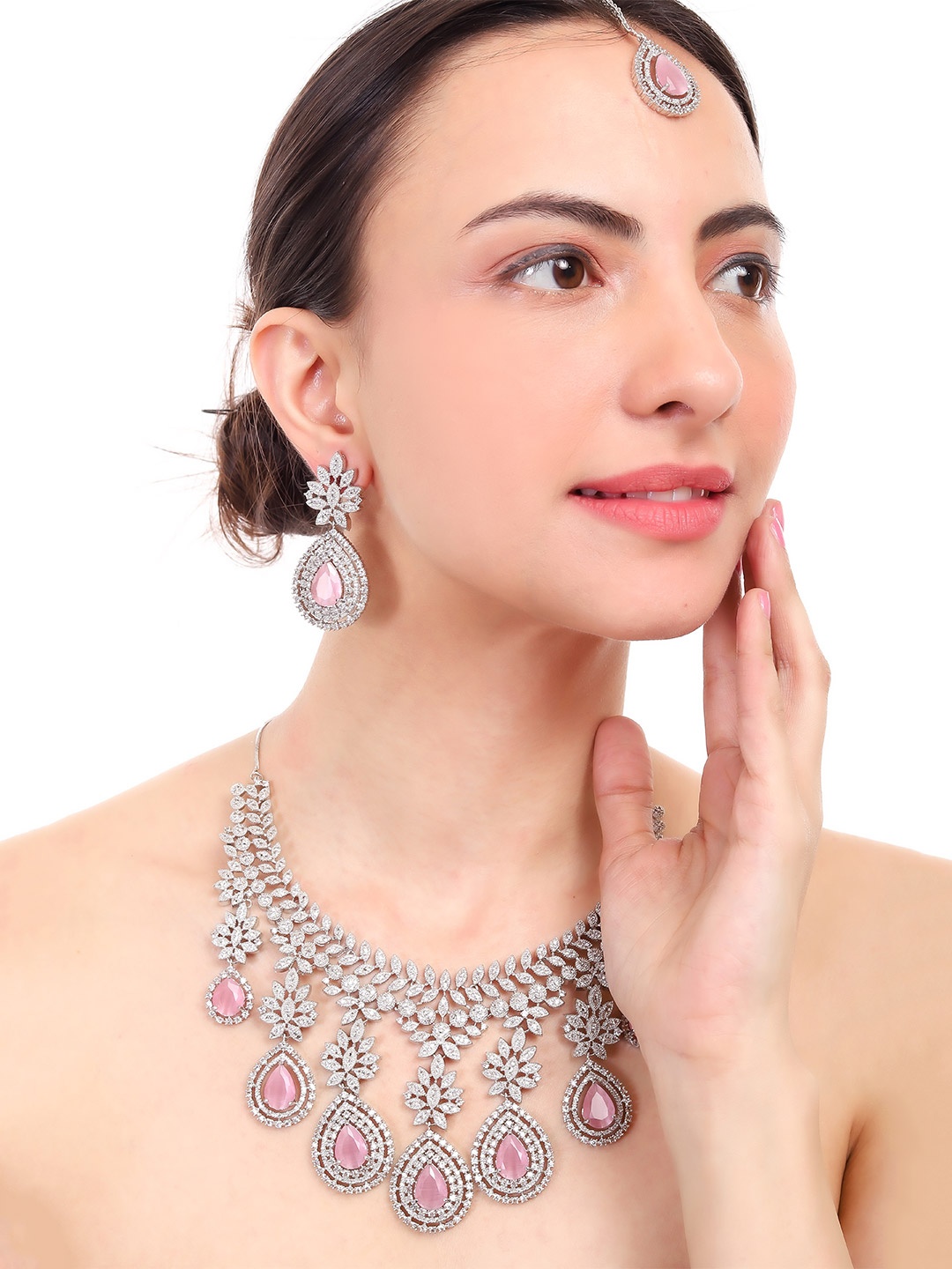 

Styled Diva Silver-Plated AD-Studded Jewellery Set