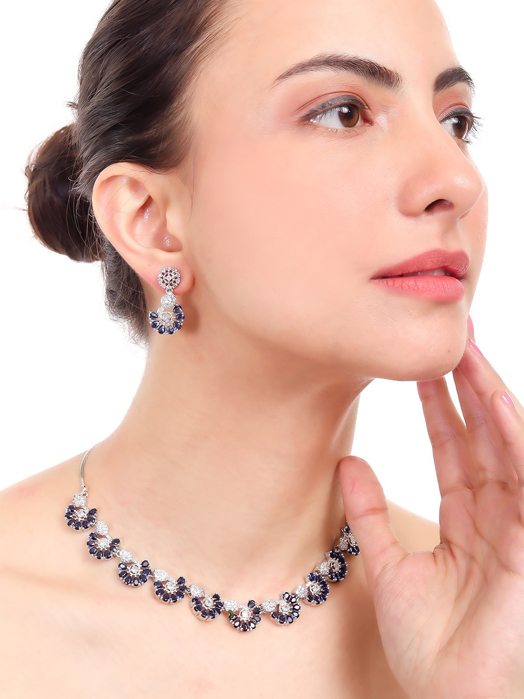 

Styled Diva Silver-Plated AD-Studded Jewellery Set