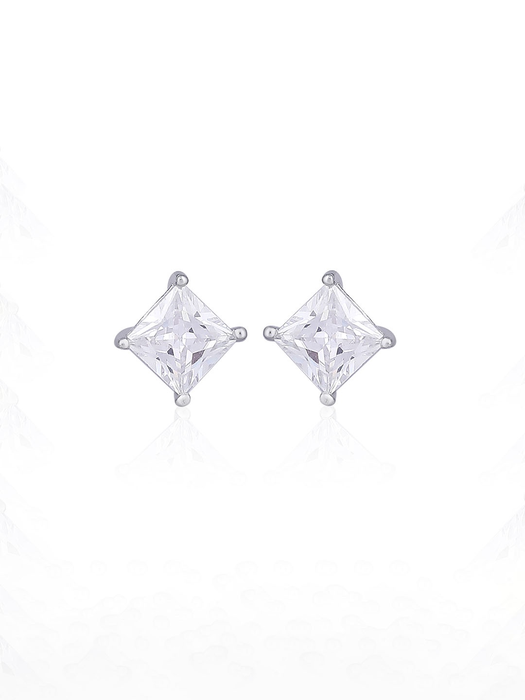 

House of Pataudi 925 Sterling Silver Rhodium-Plated CZ -Studded Drop Earrings