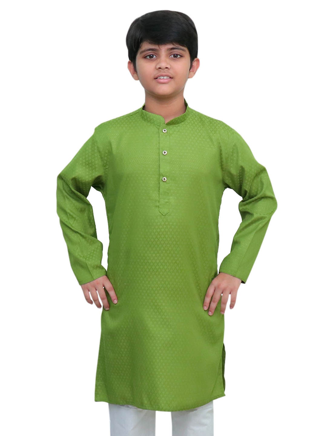 

BAESD Boys Thread Work Dobby Kurta, Olive