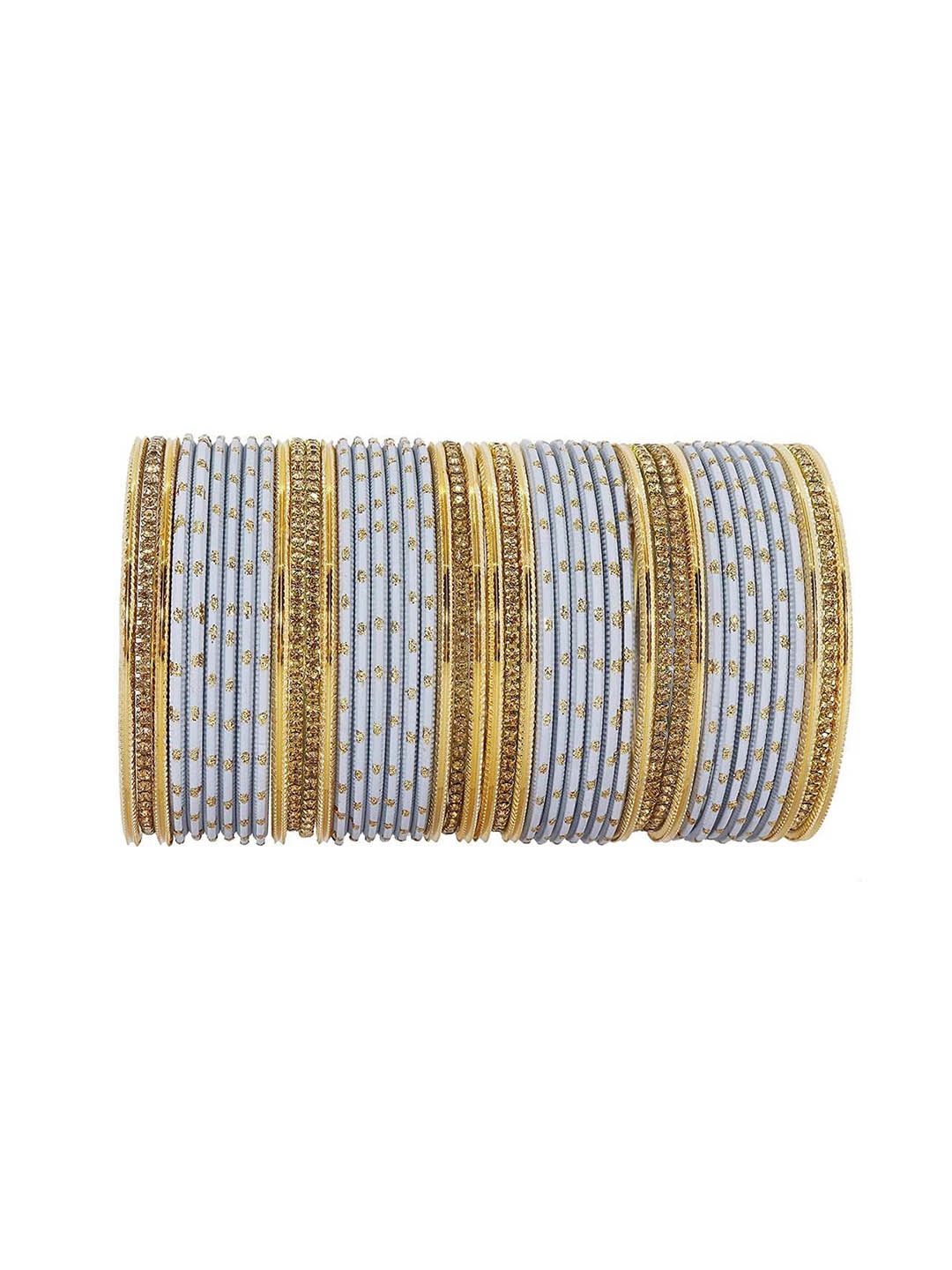 

ZULKA Set Of 44 CZ Stone-Studded Bangles, Gold