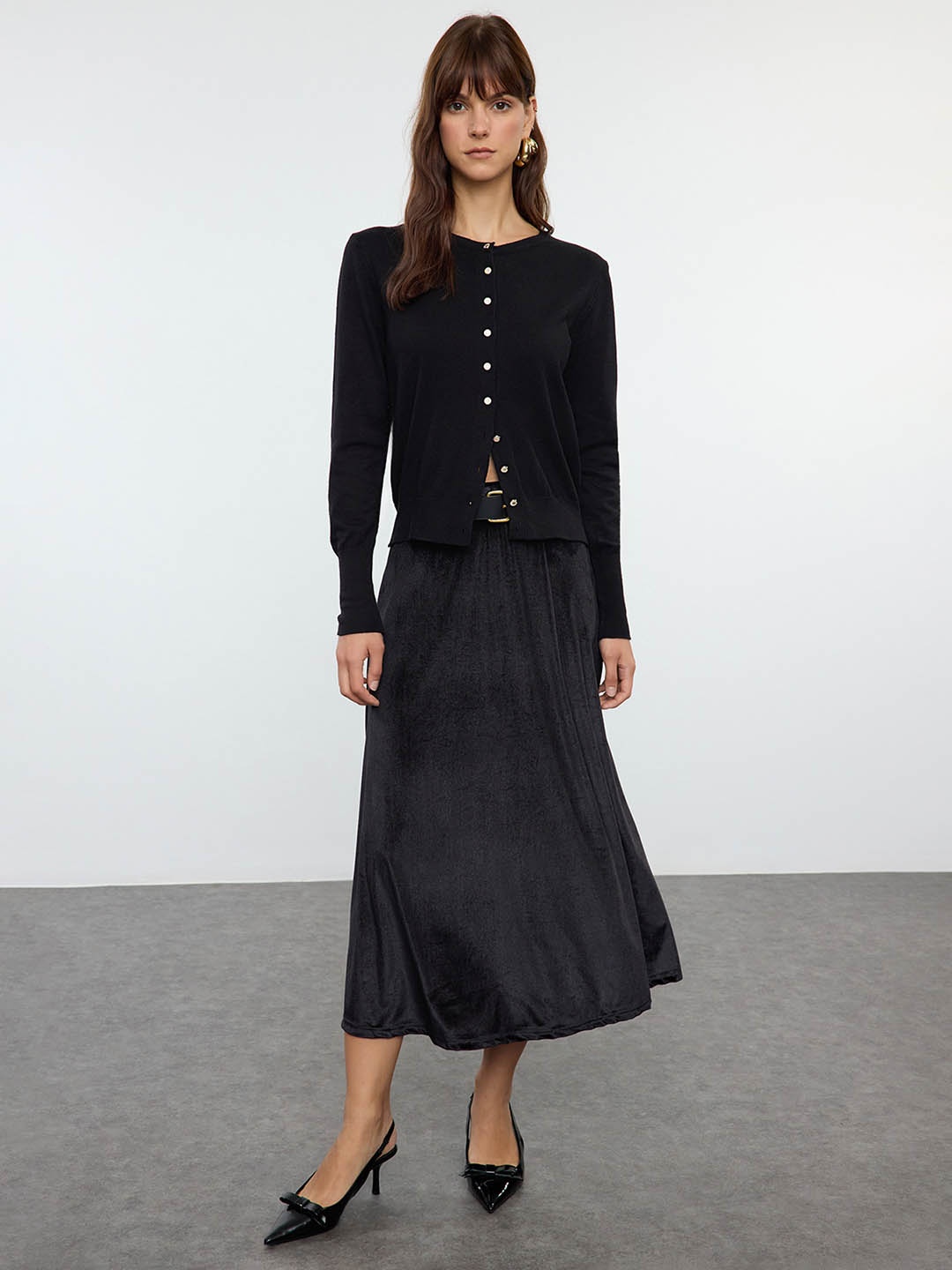 

Trendyol Midi-Length A-Line Skirt, Black