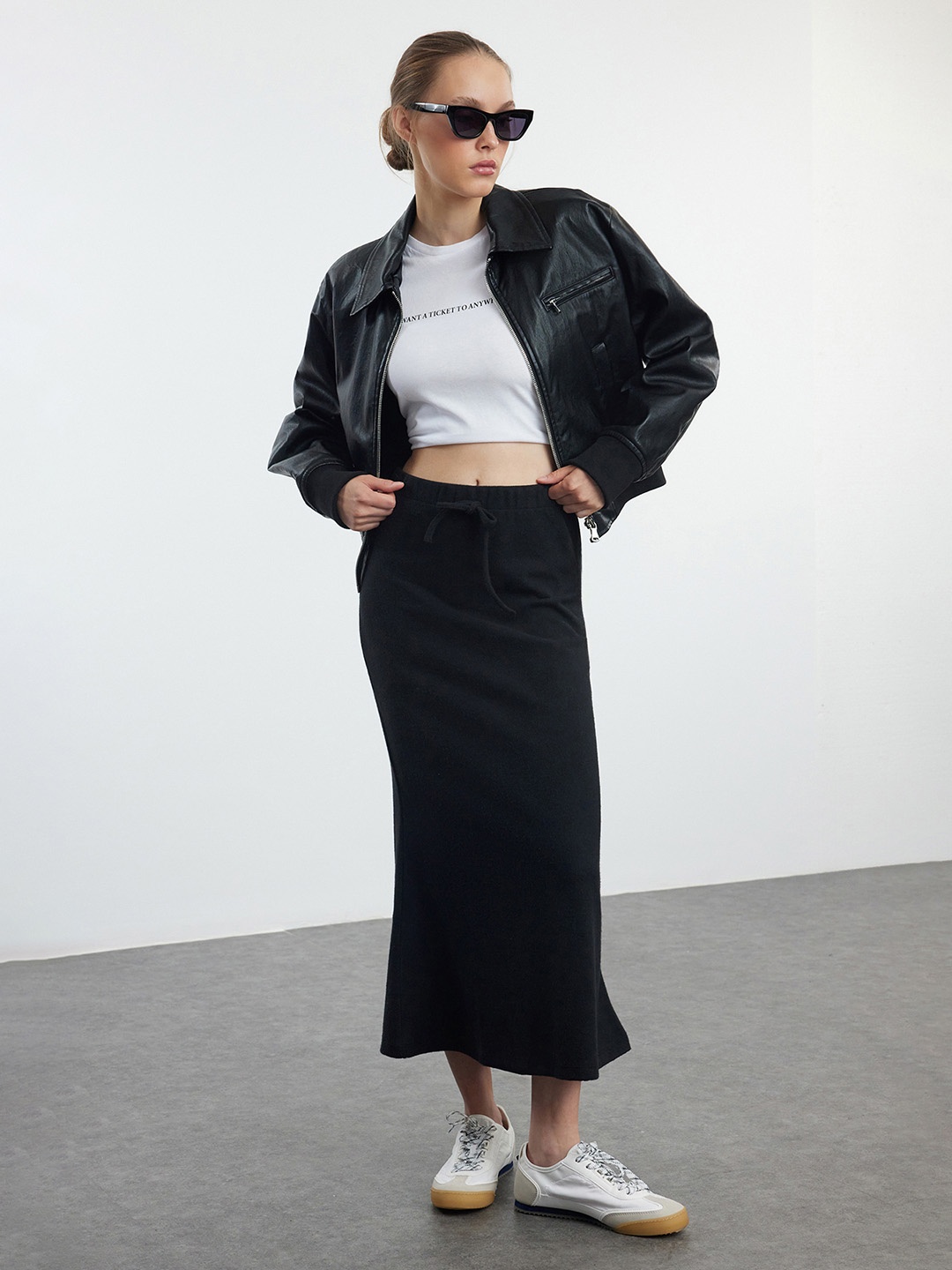 

Trendyol Pure Cotton A-line Maxi Skirt, Black