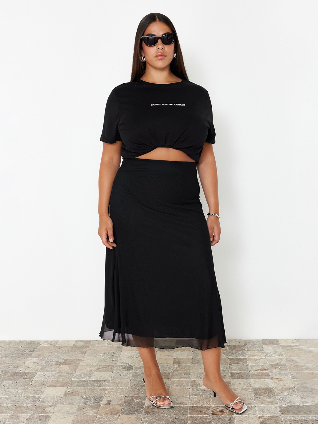 

Trendyol A-Line Midi Skirt, Black