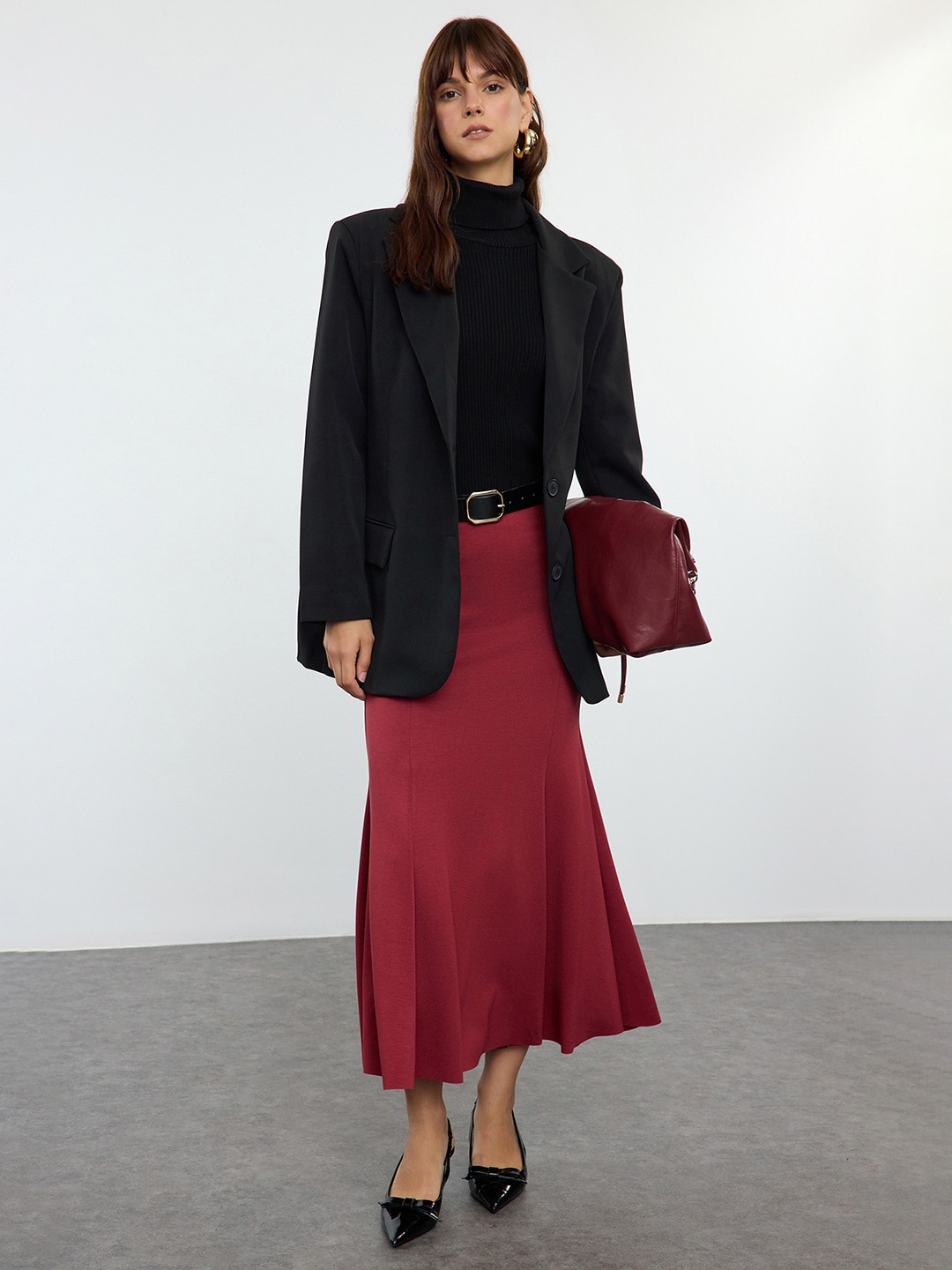 

Trendyol A-Line Maxi Skirts, Burgundy