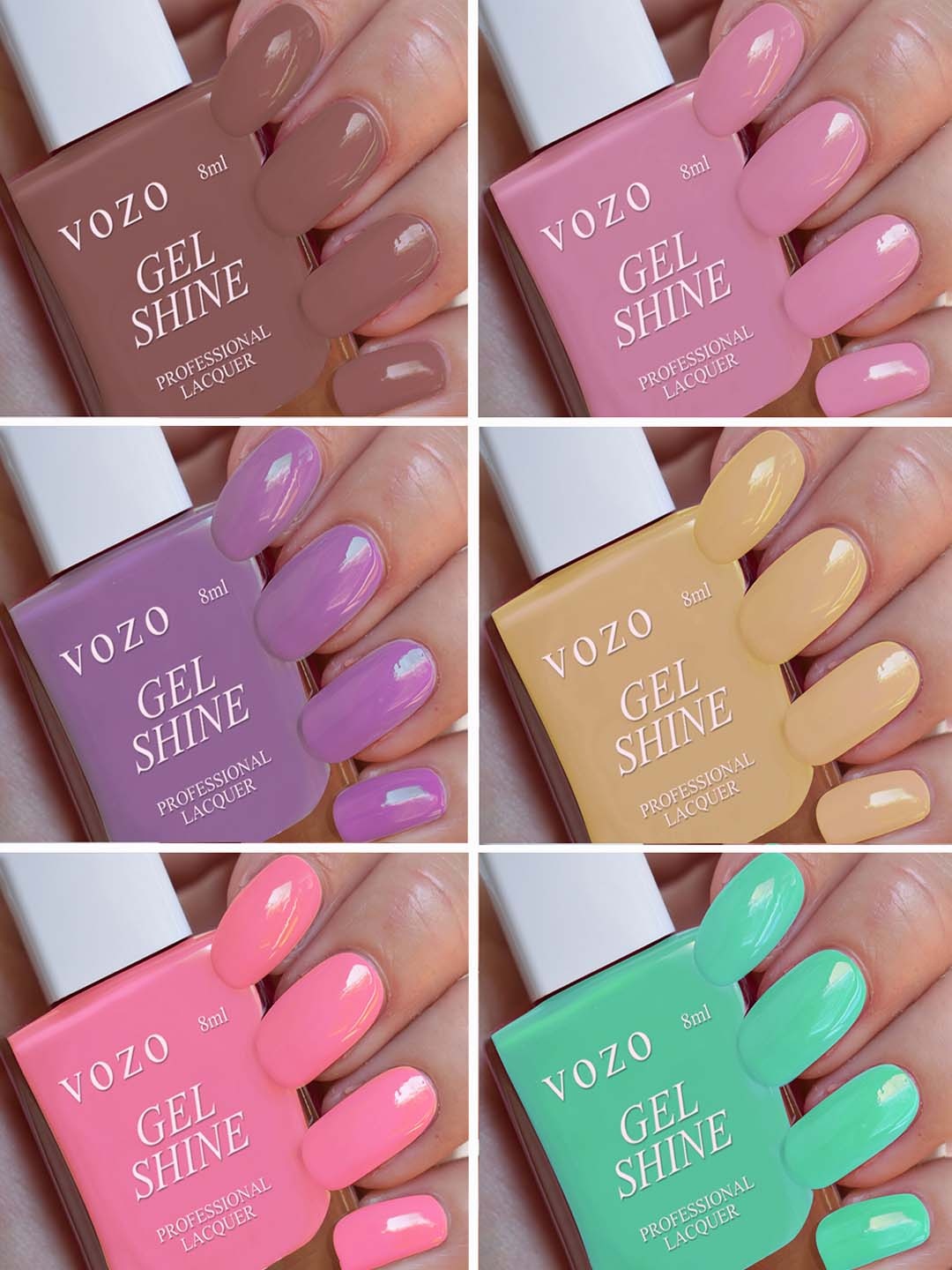 

VOZO Set Of 6 Rich Long Lasting Nail Polish- 8ml Each- (VT-2), Green