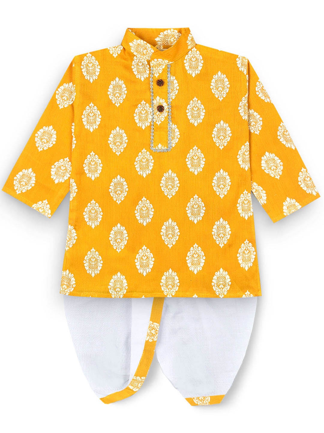 

BAESD Boys Ethnic Motifs Printed Regular Kurta with Dhoti Pants, Yellow