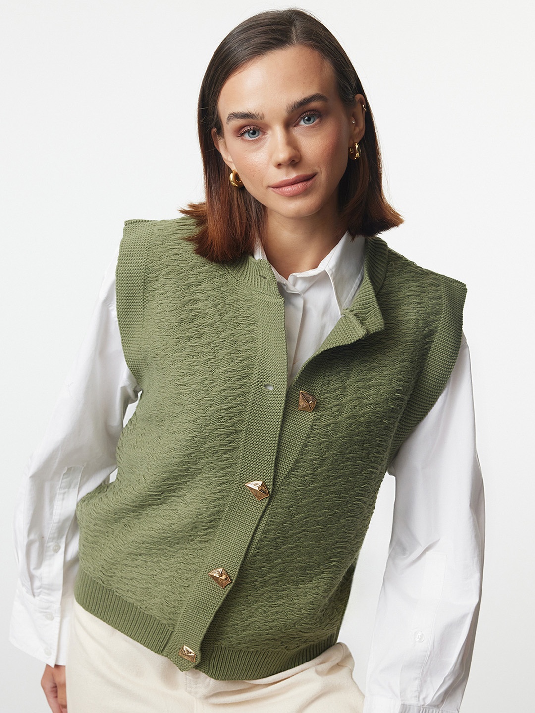 

Trendyol Self-Design Cardigan, Olive