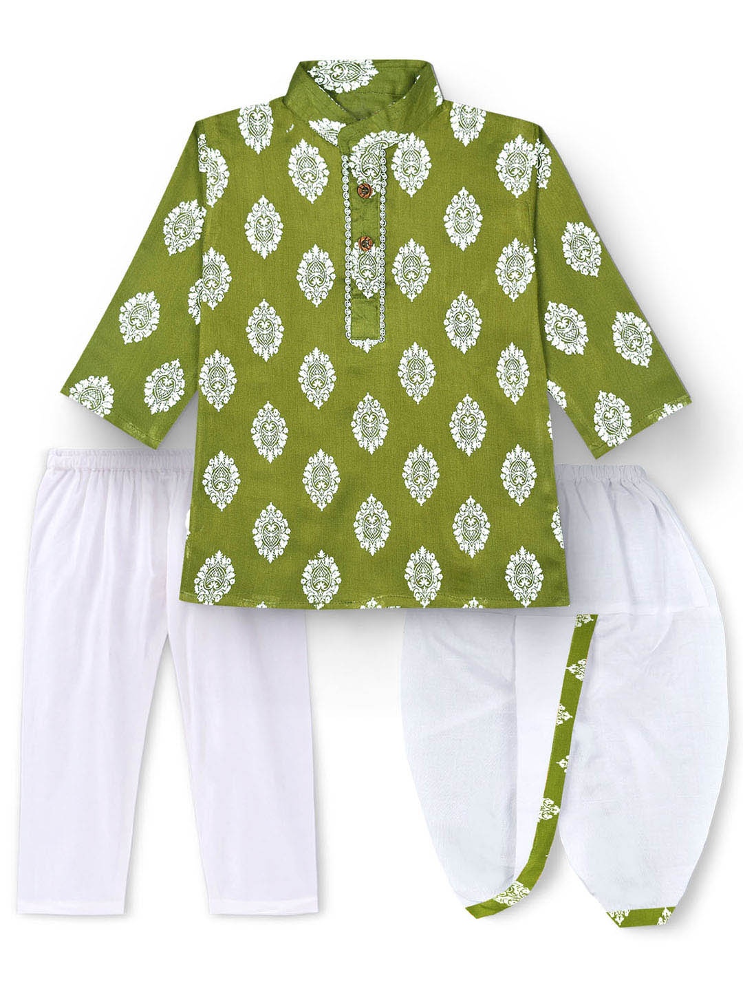 

BAESD Boys Ethnic Motifs Printed Regular Kurta with Dhoti Pants, Green