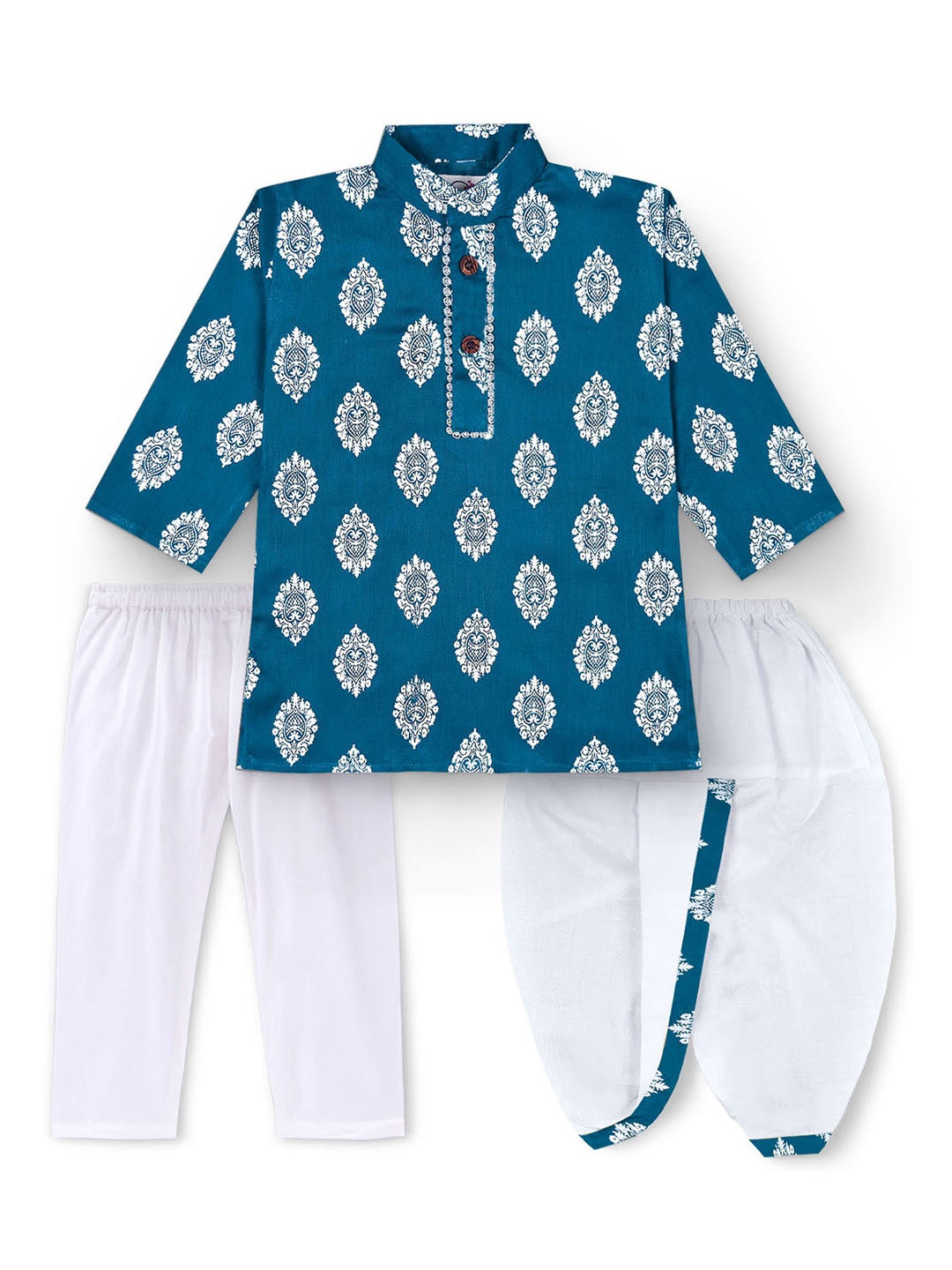 

BAESD Boys Ethnic Motifs Printed Regular Kurta with Dhoti Pants, Blue