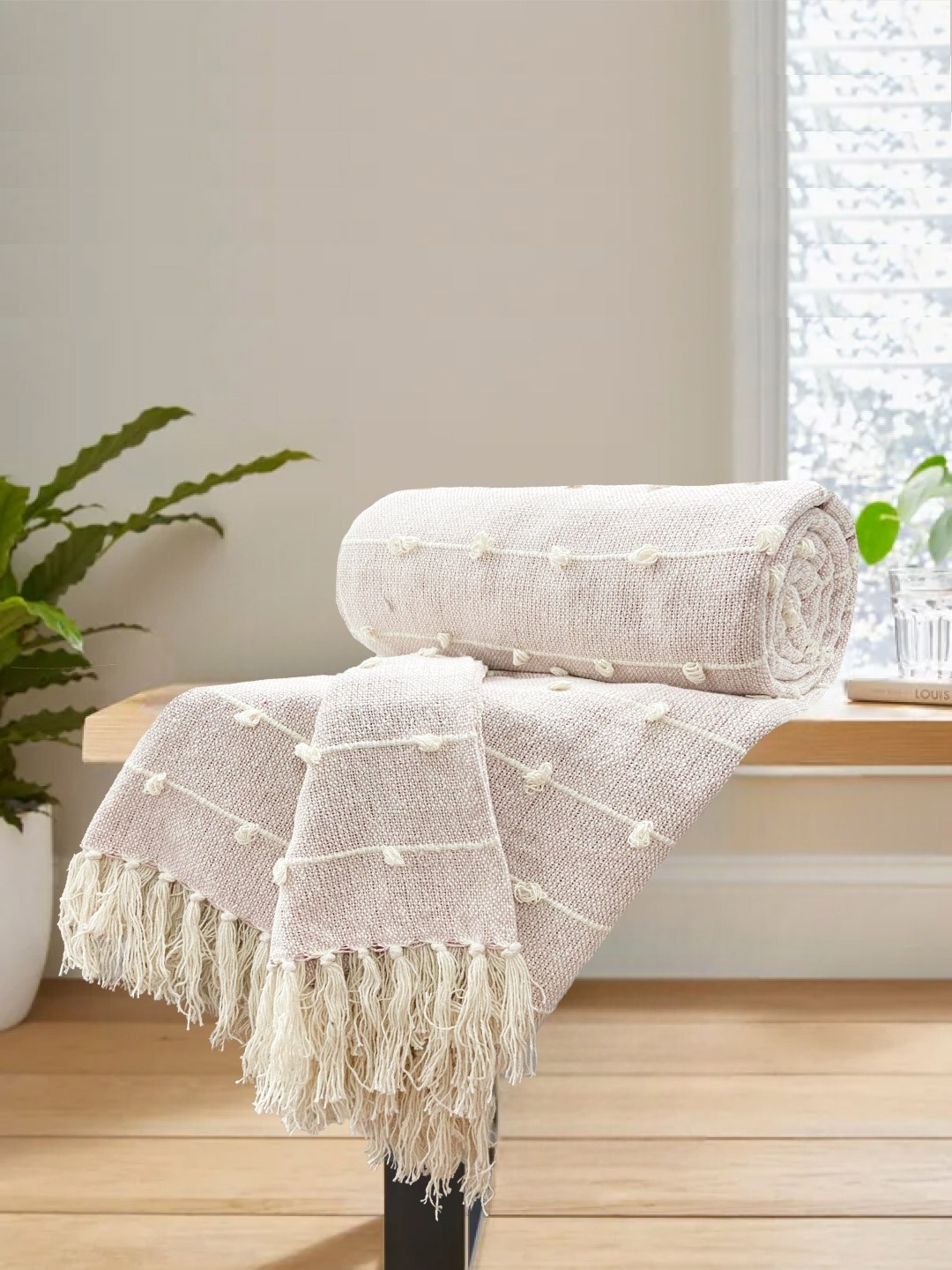 

SAJAVAT Summer Pink Self Design Pure Cotton Throw Blanket
