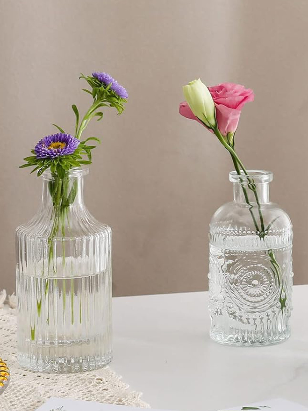 

Art Street Set of 2 Baroque Retro Glass Flower Pot, Blue