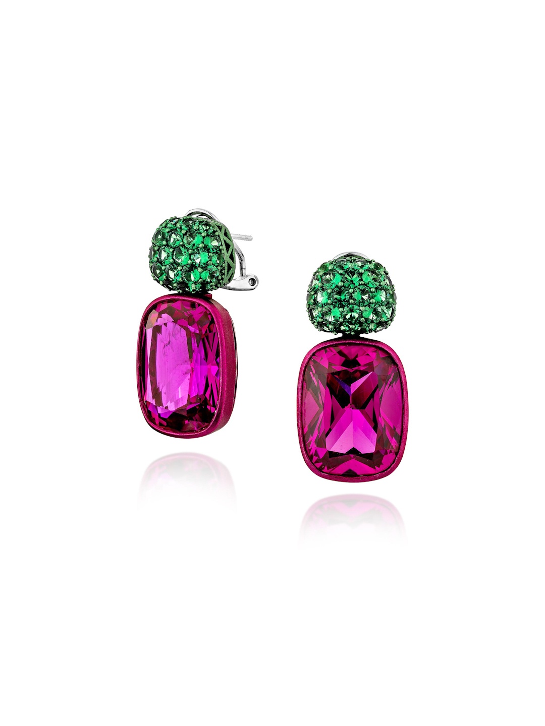 

MISS JO 925 Sterling Silver Rhodium-Plated Stone Studded Drop Earrings, Purple